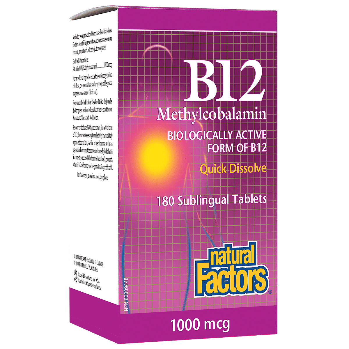 Natural Factors B12 Methylcobalamin 1000 mcg 180 Tablets