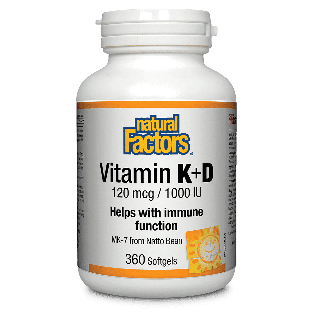 Natural Factors Vitamin K + D 120mcg/ 1000 IU (360 softgels)