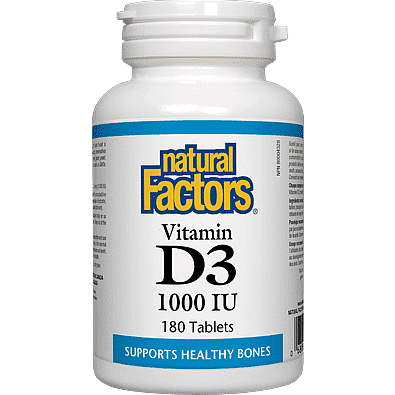 Natural Factors SunVitamin D3 1000 IU, 180 Tablets