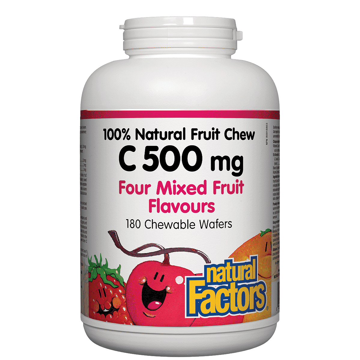 Natural Factors C 500mg Natural Fruit Chews - Mixed Fruit Flavour 180 Wafers
