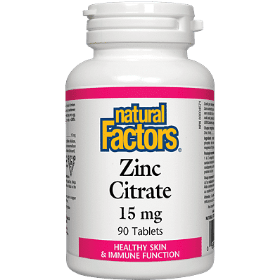 Natural Factors Zinc Citrate 15 mg, 90 Tablets