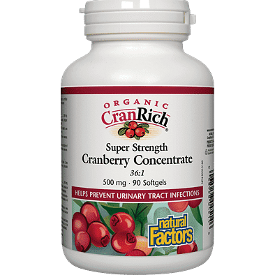 Natural Factors Cranrich Organic Super Strength Cranberry Concentrate 36:1 500mg 90 Softgels