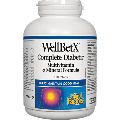 Natural Factors Well BetX Complete Diabetic Multi Vitamin & Mineral Formula, 120 Tablets
