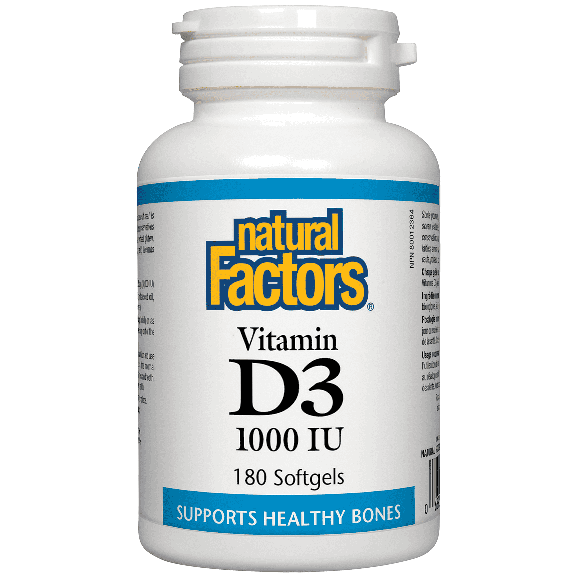 Natural Factors Vitamin D3 1000 IU, 180 Softgels