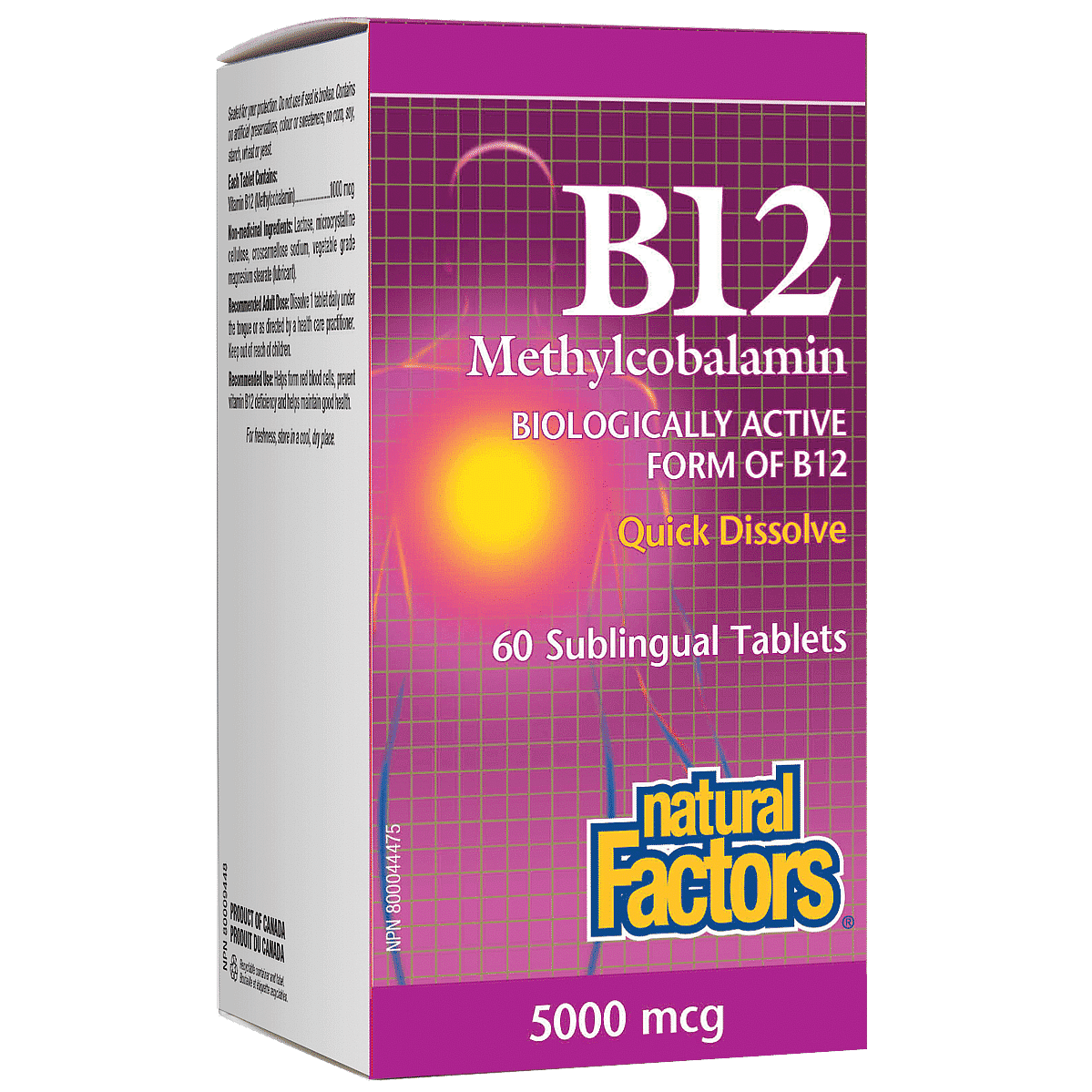Natural Factors B12 Methylcobalamin 5000 mcg 60 Tablets