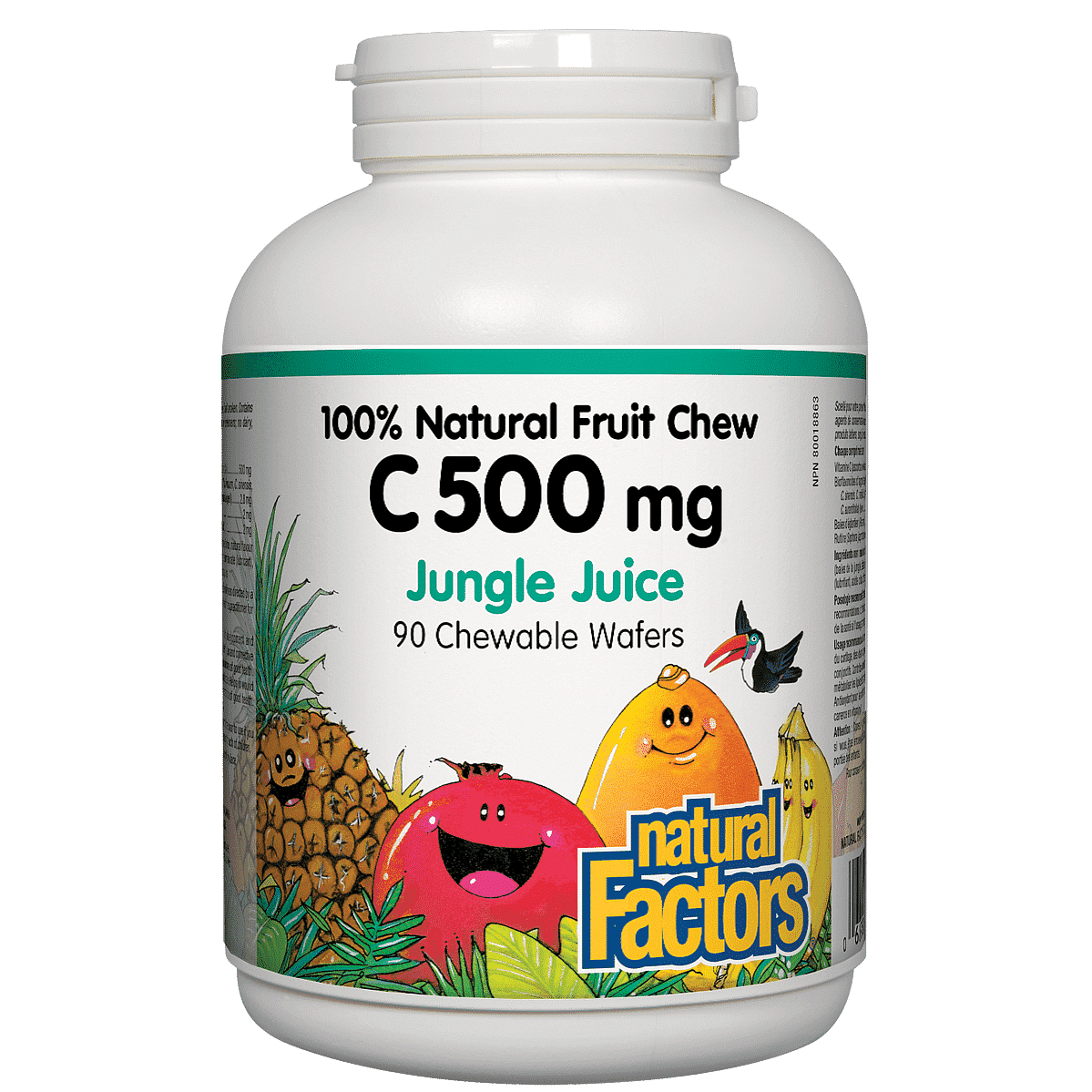 Natural Factors C 500mg Natural Fruit Chews - Jungle Juice Flavour 90 Wafers