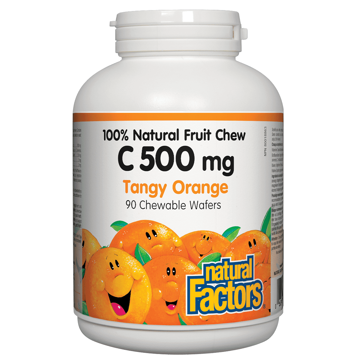 Natural Factors C 500mg Natural Fruit Chews - Tangy Orange Flavour 90 Wafers