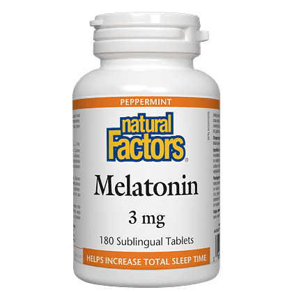 Natural Factors Melatonin 3 mg, Peppermint 180 Sublingual Tablets
