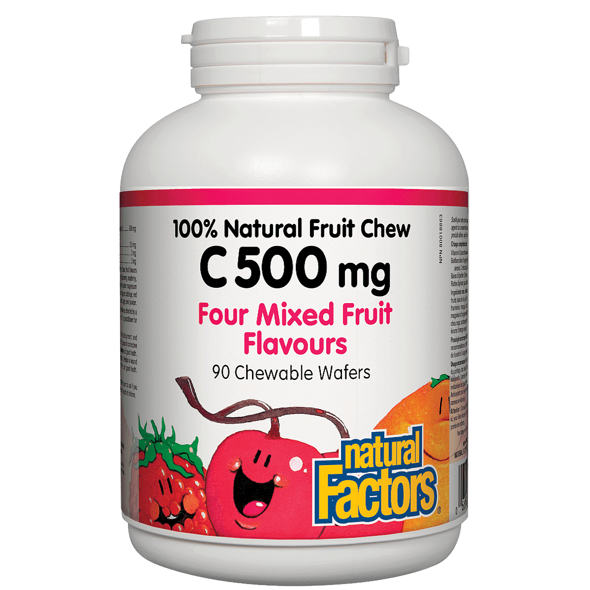 Natural Factors C 500 Natural Fruit Chews - Mixed Fruits Flavour 90 Wafers