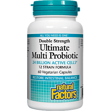 Natural Factors Double Strength Ultimate Multi Probiotic 24 Billion Live Probiotic Cultures 60 Capsules