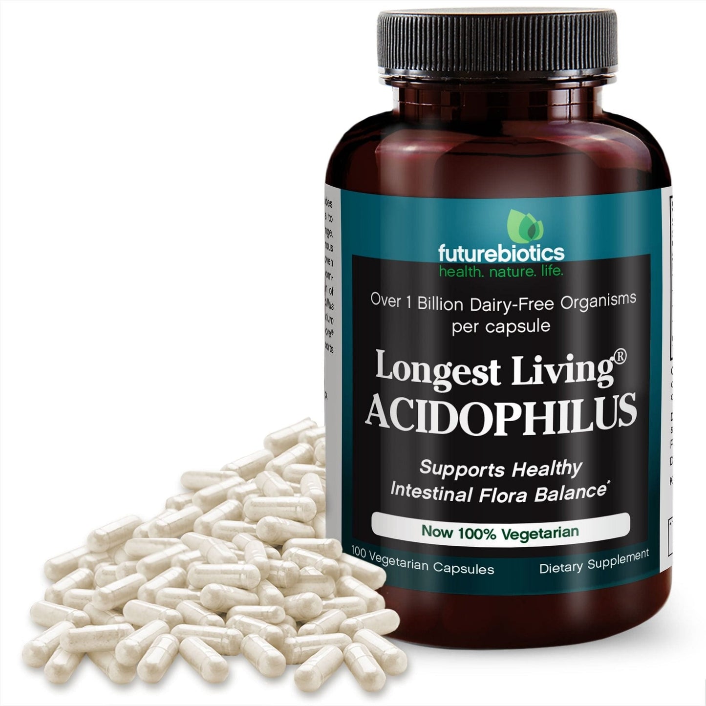 Futurebiotics Longest Living Acidophilus+ Probiotic Supplement, 100 Capsules (14.5mg of Probiotics per Capsule)