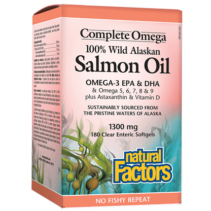 Natural Factors 100% Wild Alaskan Salmon Oil 180 Softgels