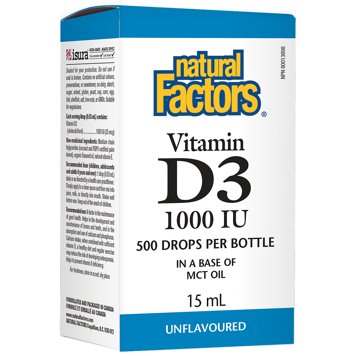 Natural Factors Vitamin D3 Drops 1000 IU, 15mL
