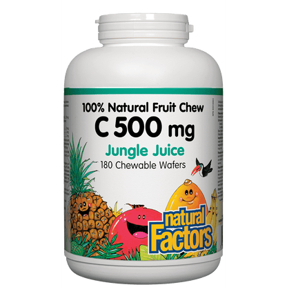 Natural Factors C 500mg Natural Fruit Chews - Jungle Juice Flavour 180 Wafers