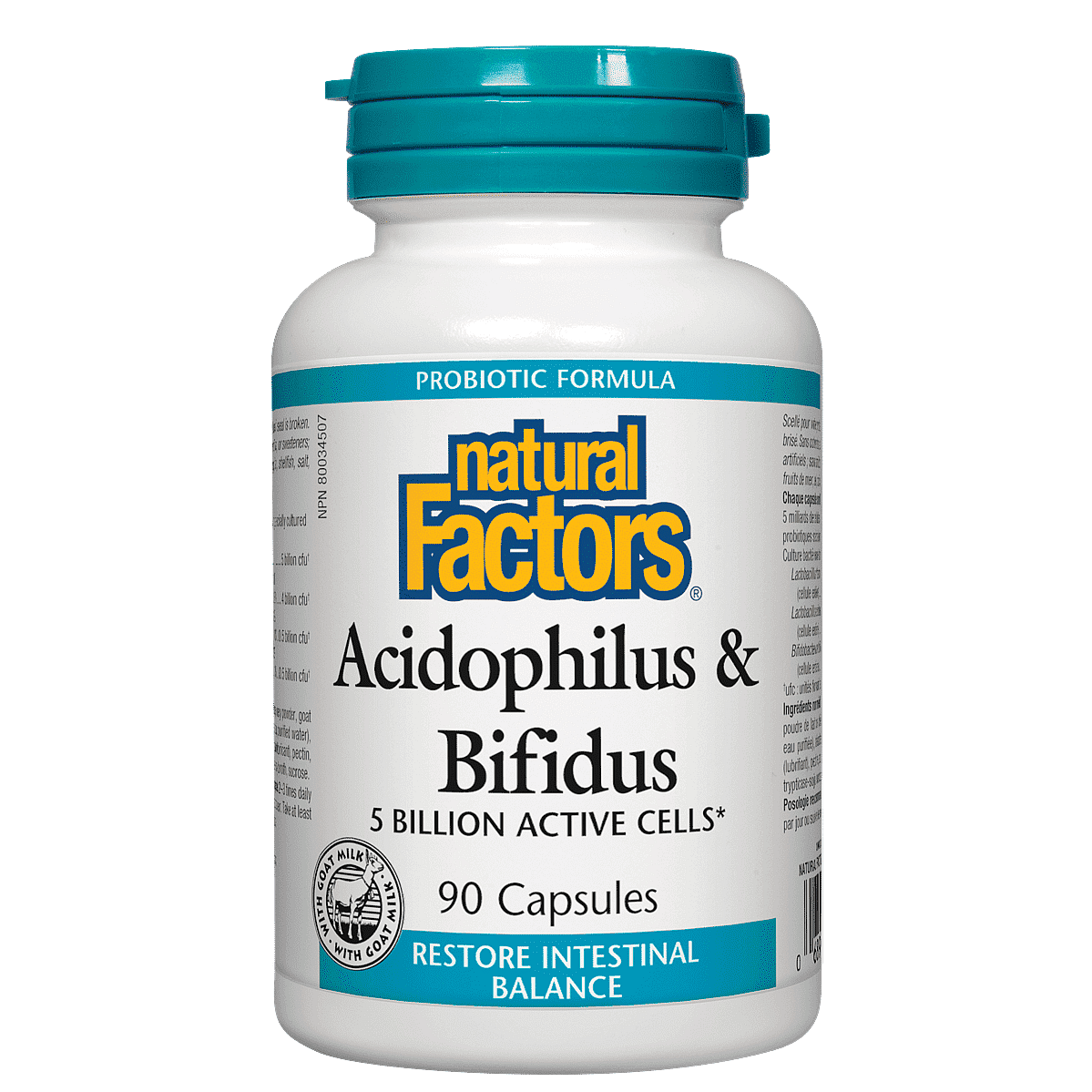Natural Factors Acidophilus & Bifidus 5 Billion Active Cells 90 Capsules