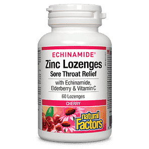 Natural Factors Zinc Lozenges with Echinamide, Elderberry & Vitamin C - Cherry